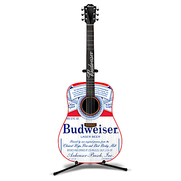 Budweiser Six String Guitar Sculpture With Real Strings