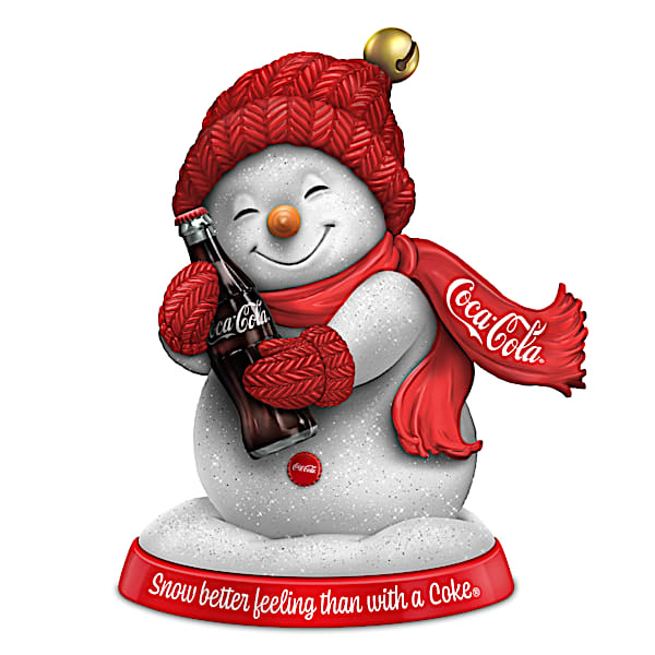 COCA-COLA Snowman Figurine With Real Jingle Bell