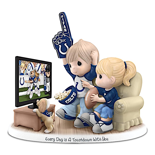 Indianapolis Colts Porcelain Figurine With Fans, TV & Pup