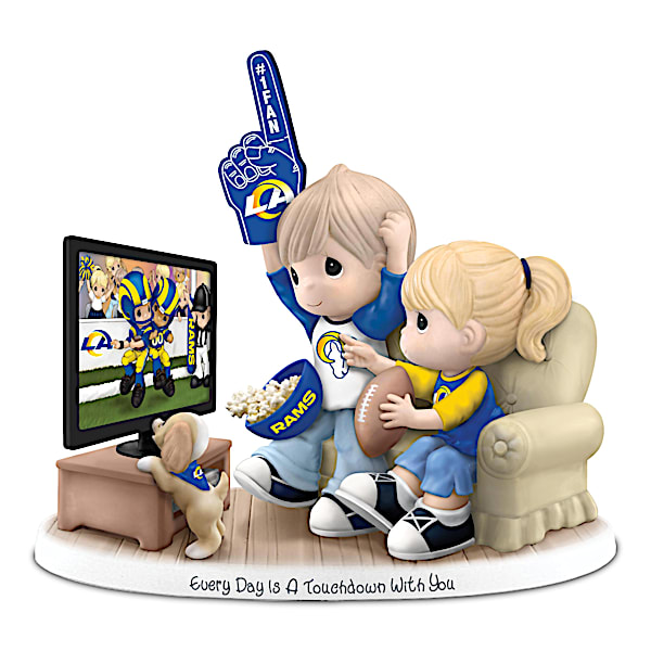 Los Angeles Rams Porcelain Figurine With Fans, TV & Pup