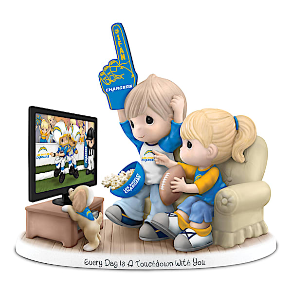Los Angeles Chargers Porcelain Figurine With Fans, TV & Pup