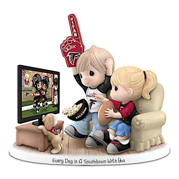 Atlanta Falcons Porcelain Figurine With Fans, TV & Pup