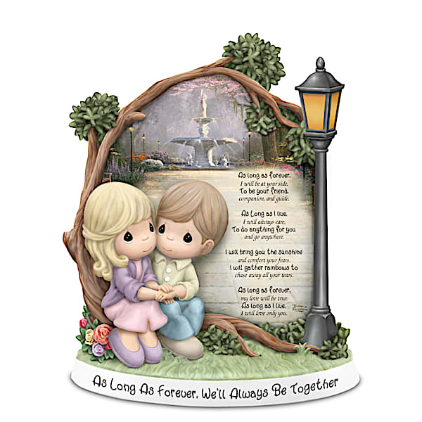 Precious Moments Couple Figurine With Thomas Kinkade Art