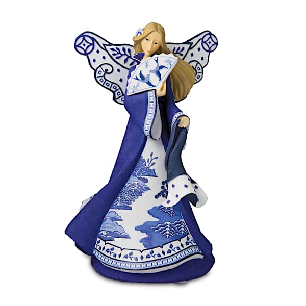 Karen Hahn Romantic Blue Willow-Inspired Angel Figurine