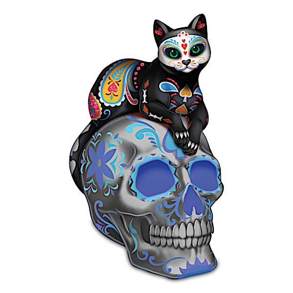 Purr-cious Loving Spirit Sugar Skull Cat Figurine