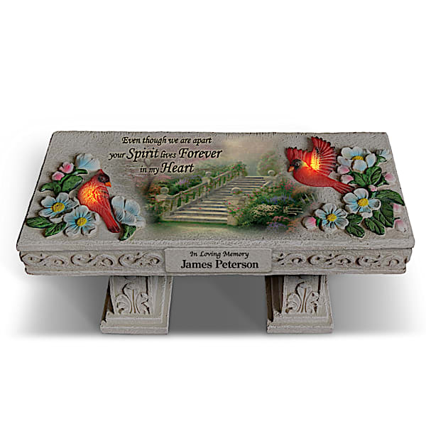 Thomas Kinkade Personalized Lighted Memorial Bench Sculpture