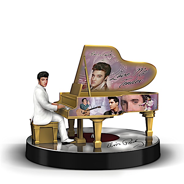 Elvis Golden Piano Musical Figurine Plays Love Me Tender