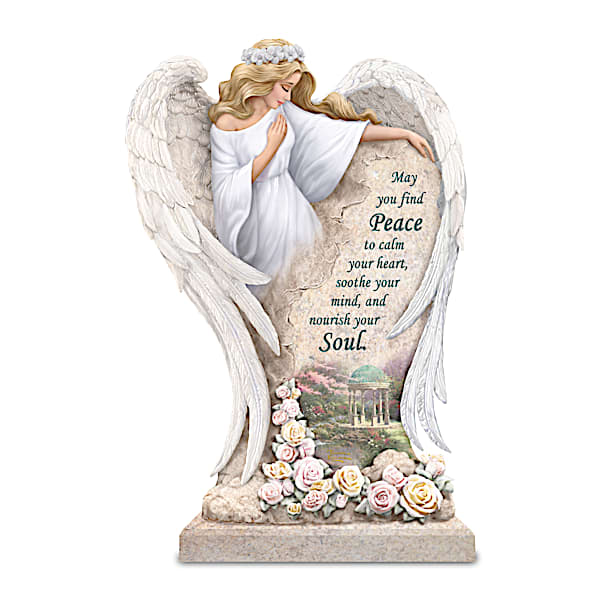 Guardians Of Peace Angel Sculpture With Thomas Kinkade Art