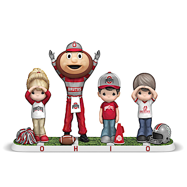 Let's Go Buckeyes Figurine With Mascot Brutus And Fans