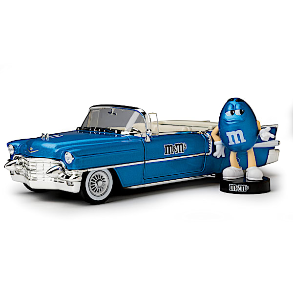 1956 Cadillac Eldorado Diecast Car And Blue M&M'S Figurine