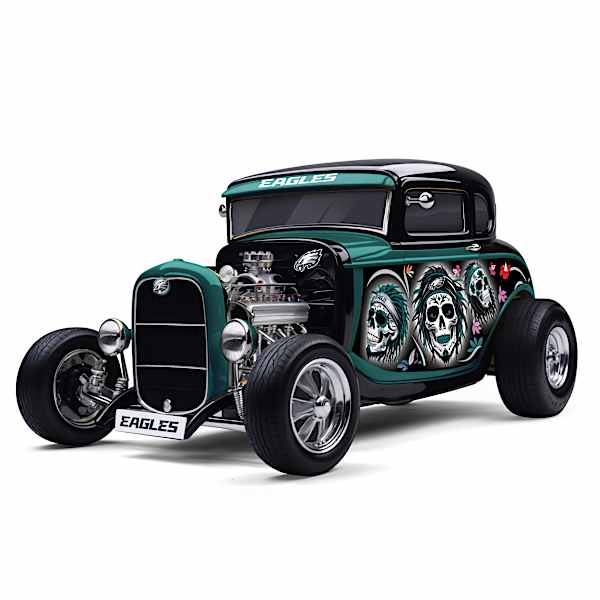Philadelphia Eagles Sugar Skull Art Ford Model A Sculpture