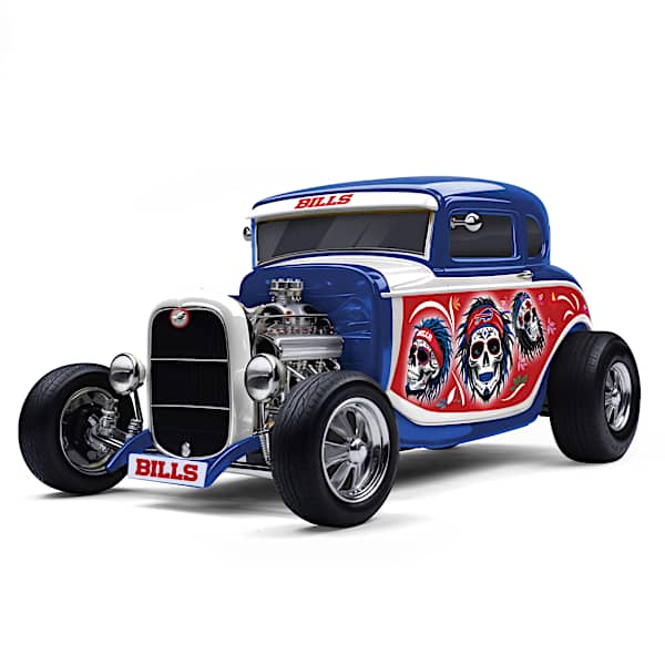 Buffalo Bills Sugar Skull Art Ford Model A Sculpture
