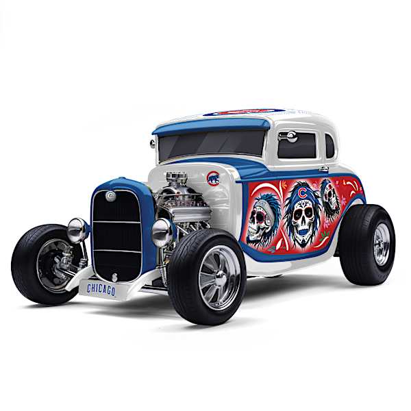 Chicago Cubs Sugar Skull Art Ford Model A Sculpture