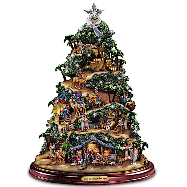 Thomas Kinkade Illuminated Musical Tabletop Nativity Tree