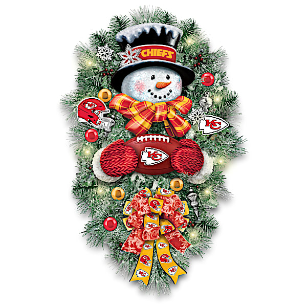 Kansas City Chiefs Illuminated Snowman Wreath