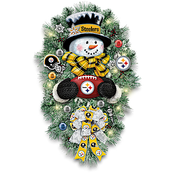 Pittsburgh Steelers Illuminated Snowman Wreath