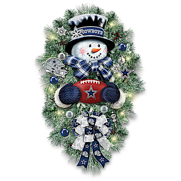 Dallas Cowboys Illuminated Snowman Wreath