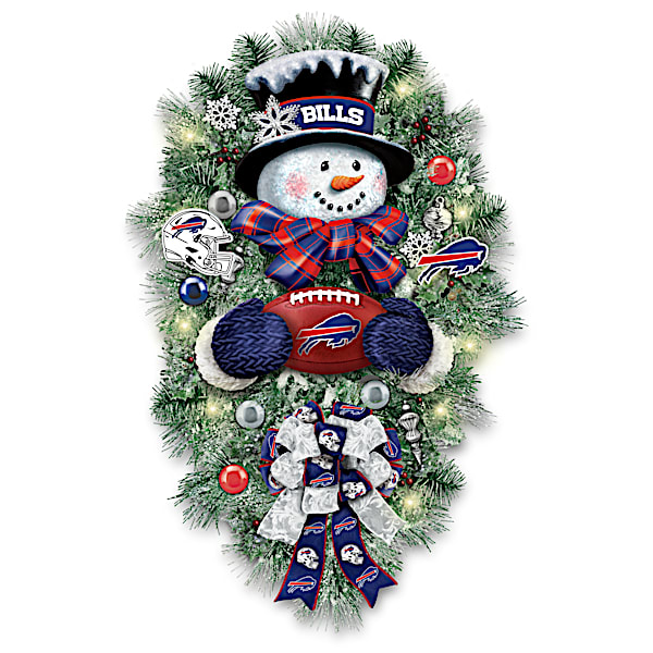 Buffalo Bills Illuminated Snowman Wreath