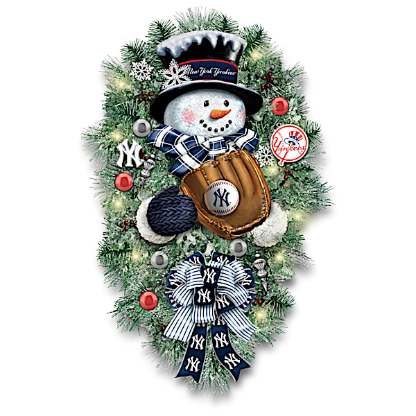 New York Yankees Illuminated Snowman Wreath