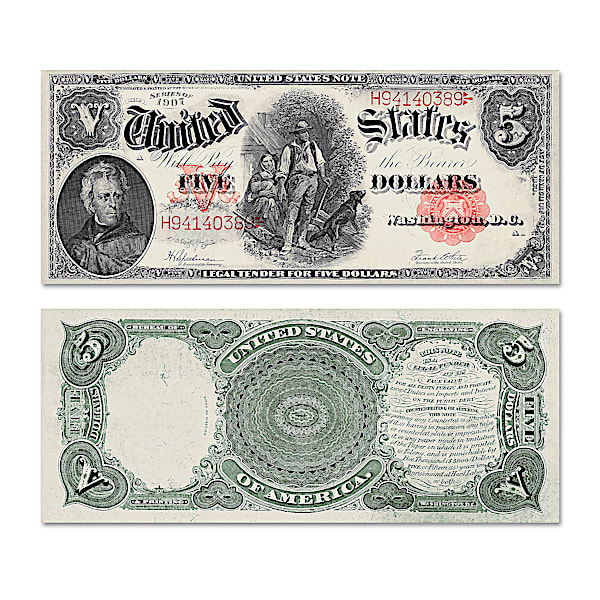 The Series 1907 $5 Legal Tender "Woodchopper" Bill With Andrew Jackson