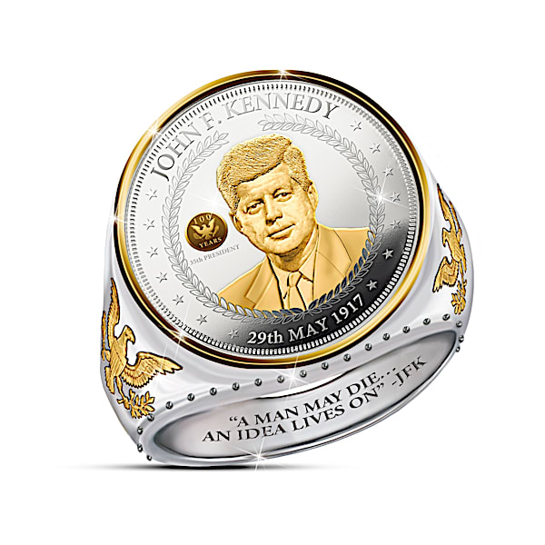 John F Kennedy 100th Anniversary Silver Coin Ring with Special Privy Mark