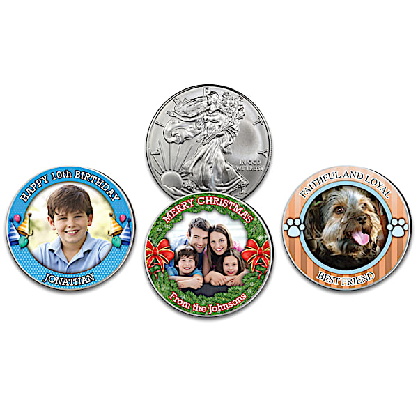 1 Oz. 99.9% Silver Coin Personalized With Photo And Text