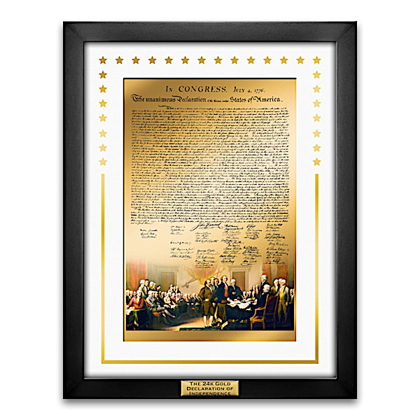 24K Gold Declaration Of Independence Framed Wall Plaque