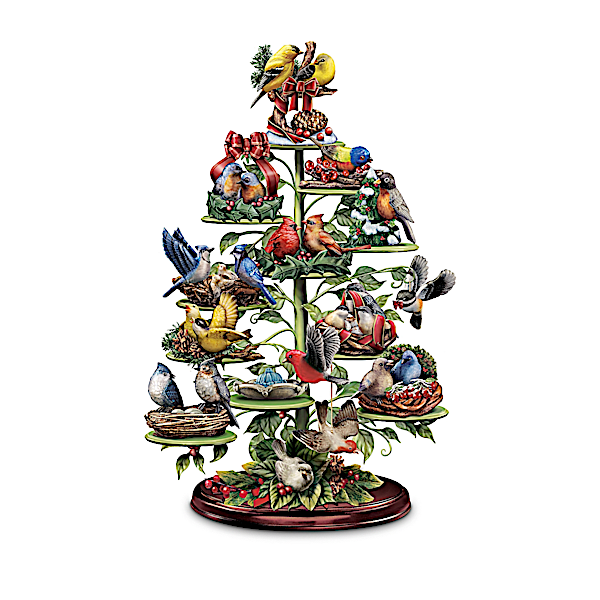 Holiday Songbird Figurine Collection with Display Tree