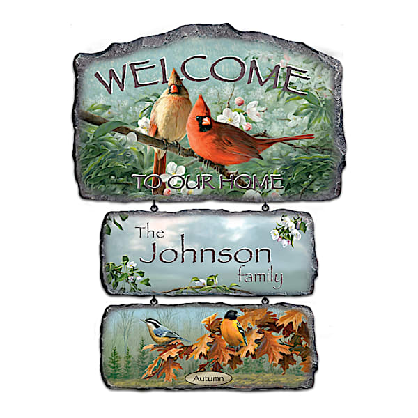 Songbirds Of The Season Personalized Welcome Sign Collection