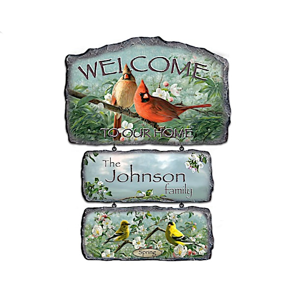 Songbirds Of The Season Personalized Welcome Sign Collection