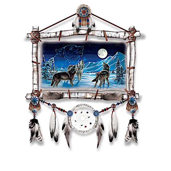 Cynthie Fisher Wolf Art Dreamcatcher Wall Decor: Lights Up and Glows in the Dark