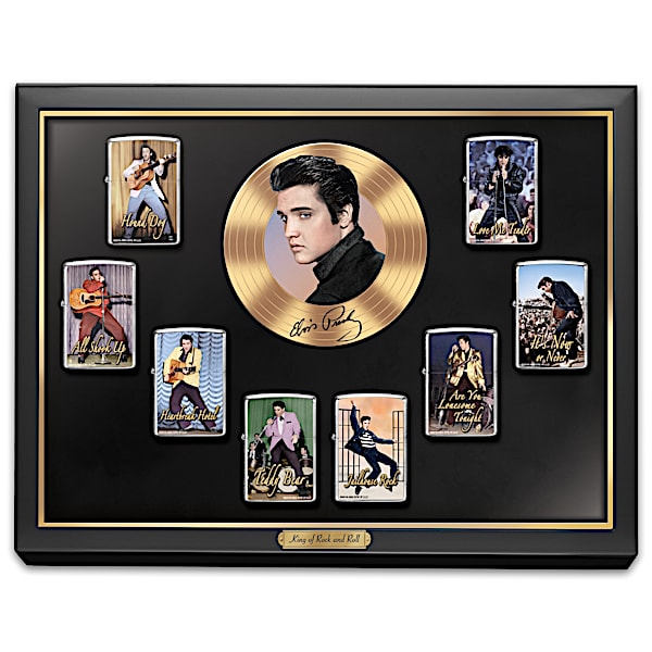 Elvis Presley King of Rock and Roll Zippo Lighter Collection with Display Case