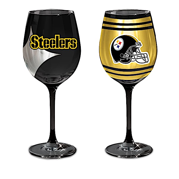 Pittsburgh Steelers Black And Gold Wine Glass Collection
