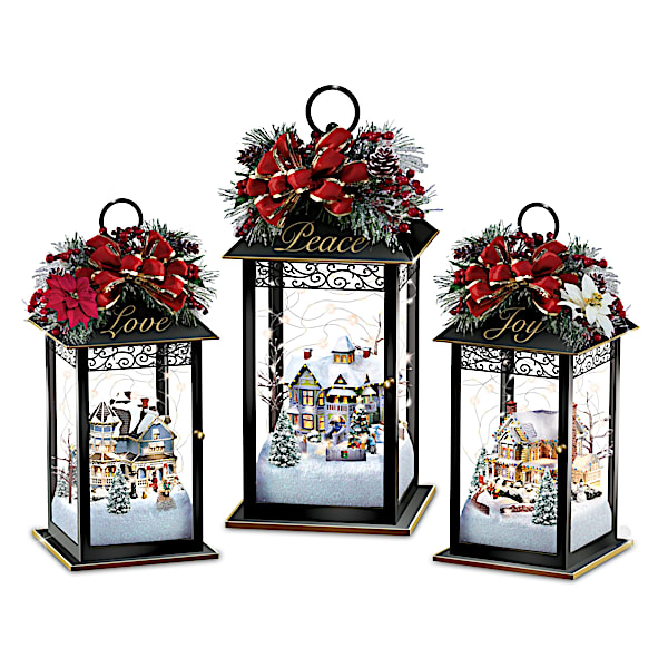 Thomas Kinkade Always in Bloom Light Up Lantern Table Centerpiece Collection