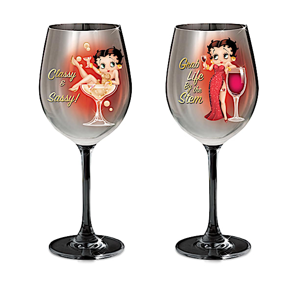 Betty Boop Classy And Sassy Wine Glass Collection from Bradford Exchange