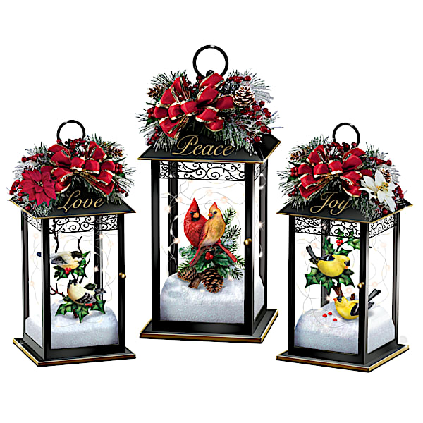 Holiday Songbird Lantern Centerpiece Collection with Lights: Bradford Exchange