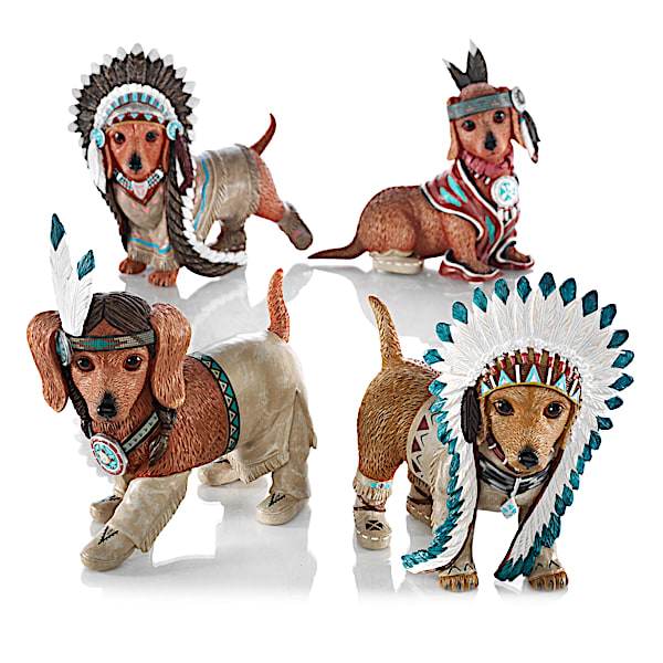 Feathers 'N Fur Native American Inspired Dachshund Figurine Collection