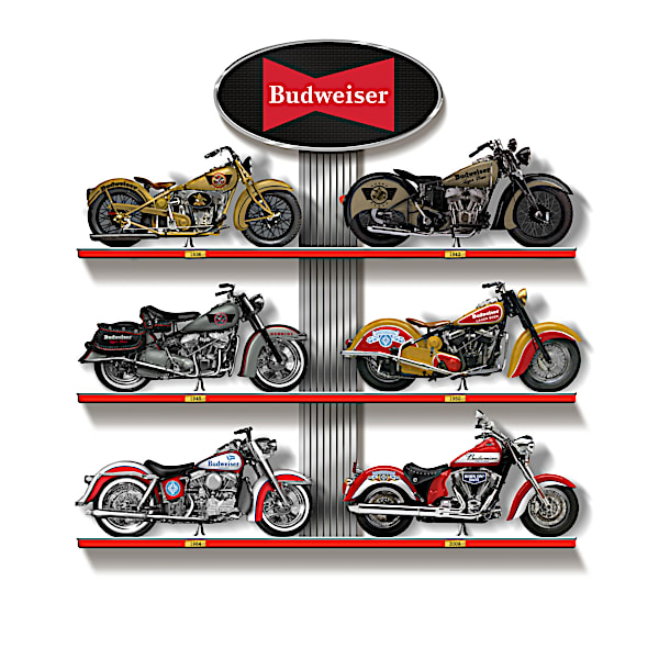 Budweiser Motorcycle Sculpture Collection With Display
