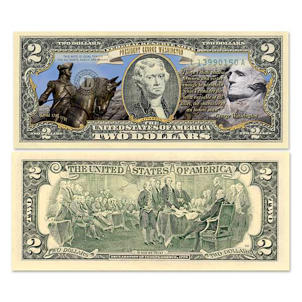 U.S. $2 Bills Honoring Historic Presidents With Display Box