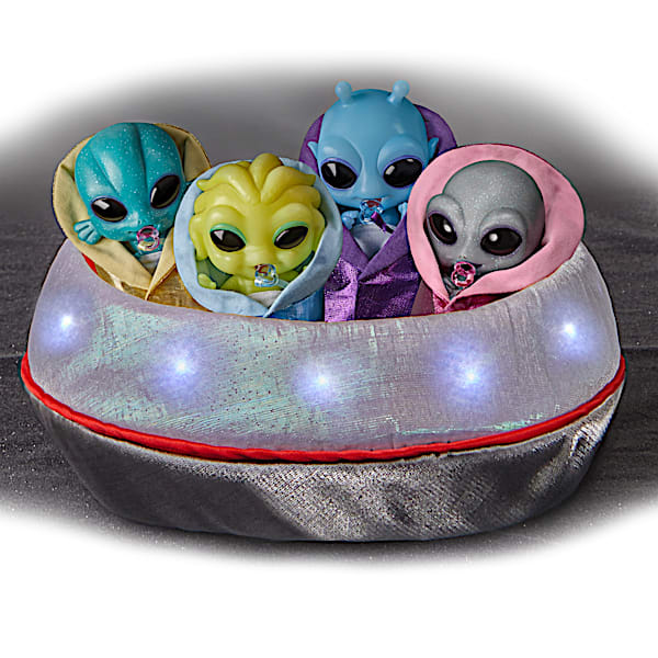 Miniature Alien Silicone Baby Collection With UFO Display