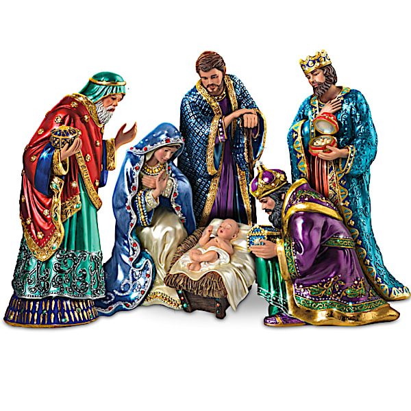 The Jeweled Nativity Peter Carl Faberge-Inspired Figurine Collection