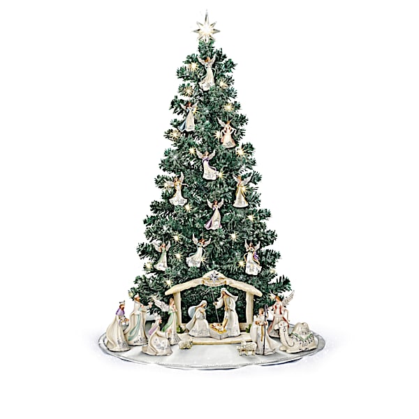 Silver Blessings Nativity Illuminated Christmas Tree Collection