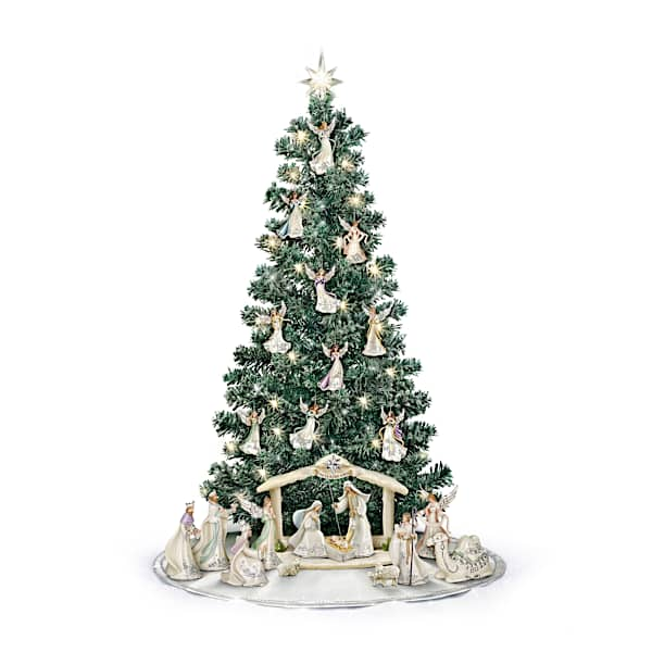 Silver Blessings Nativity Illuminated Christmas Tree Collection