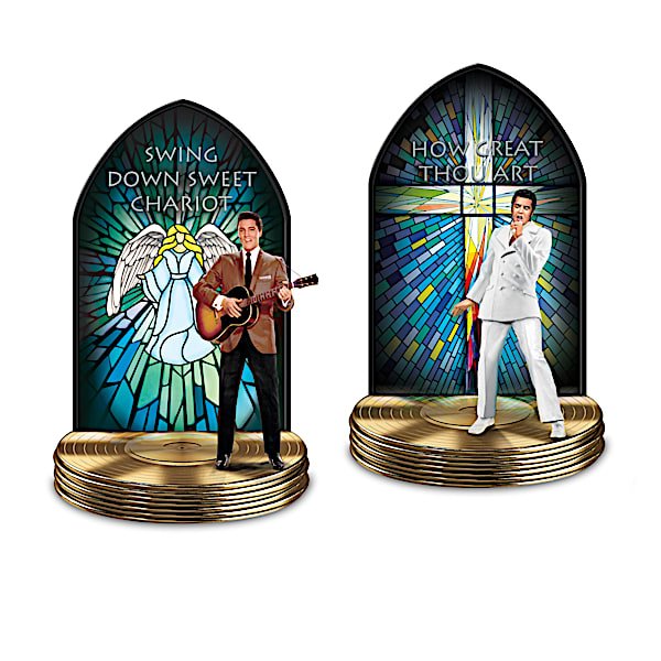 Elvis Presley Gospel Music Sculpture Collection Lights Up and Plays Elvis Songs