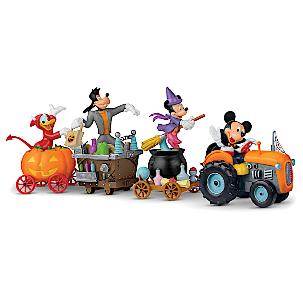 Disney Halloween Wagon Sculptures With Characters In Costume