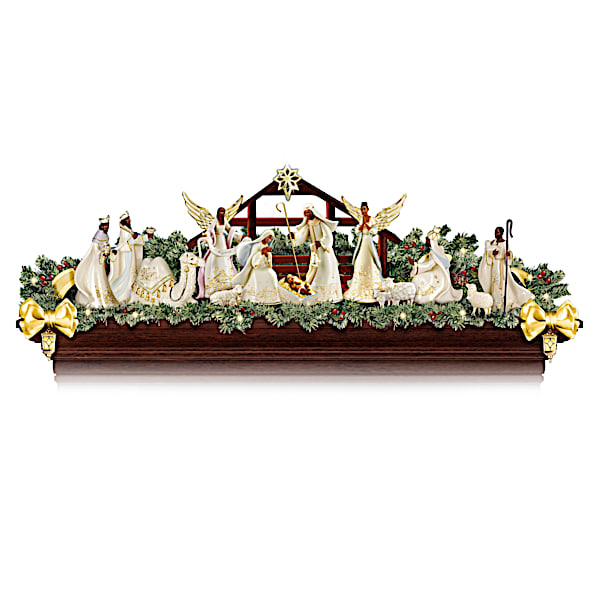 Garland Collection With Lights And Nativity Figurines