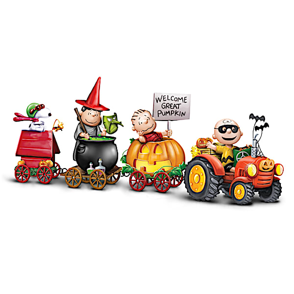 PEANUTS Halloween-Themed Tractor Wagon Sculptures