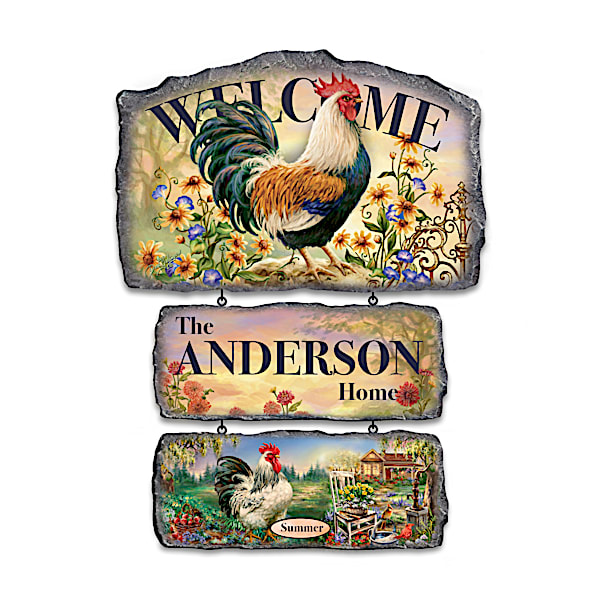 Country Personalized Welcome Sign Collection with Dona Gelsinger Rooster Art