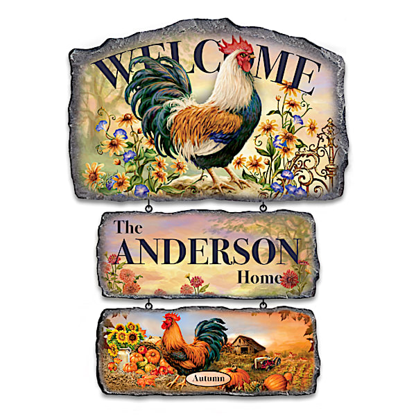 Country Personalized Welcome Sign Collection with Dona Gelsinger Rooster Art