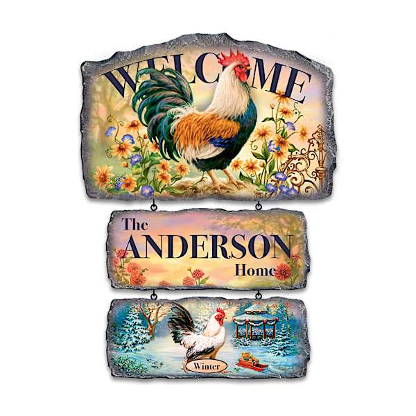 Country Personalized Welcome Sign Collection with Dona Gelsinger Rooster Art